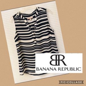 Banana Republic Navy Blue White Stripe Tunic Top M